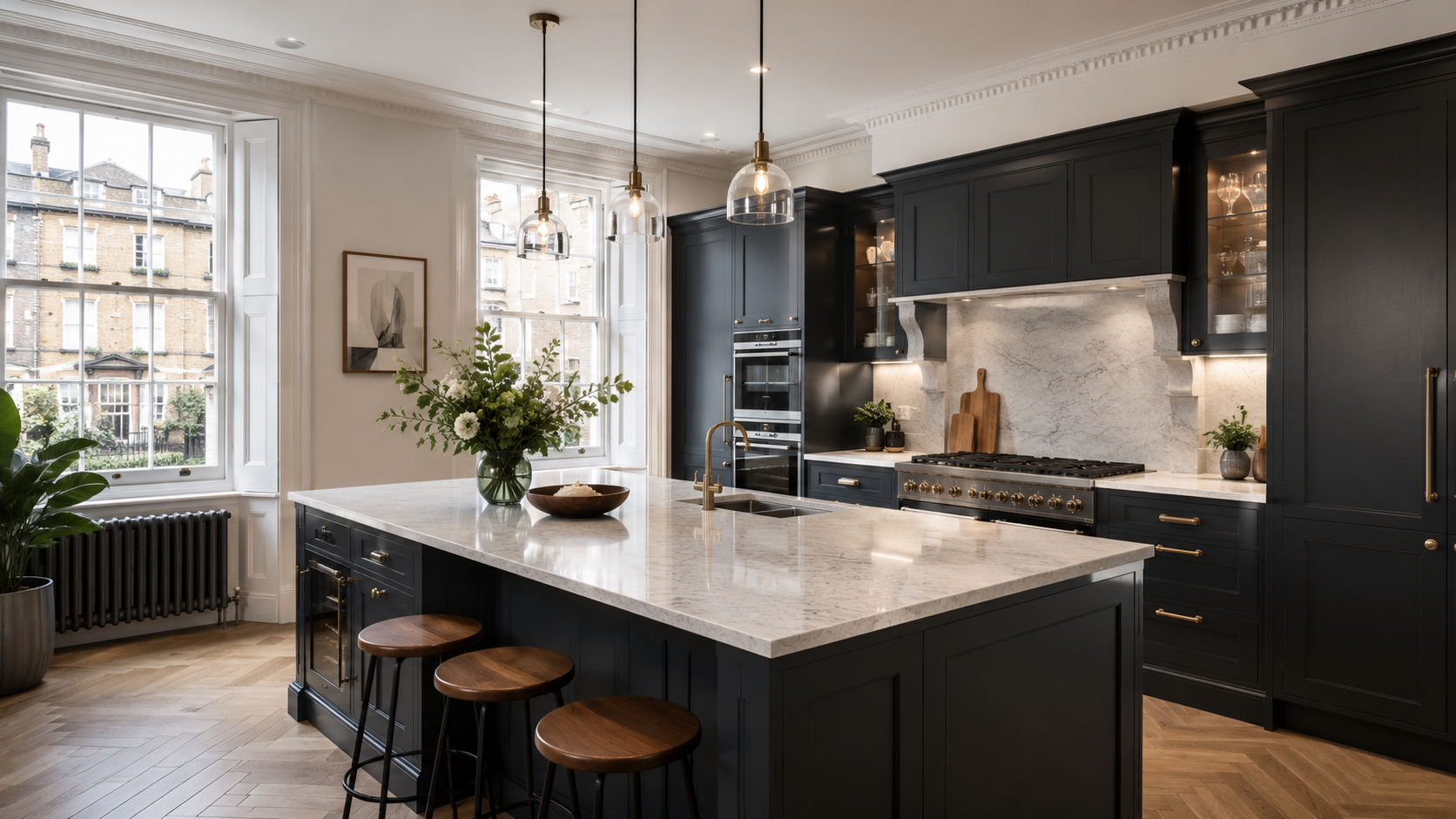 Modern London kitchen renovation featuring custom cabinets, elegant finishes, and high-quality craftsmanship